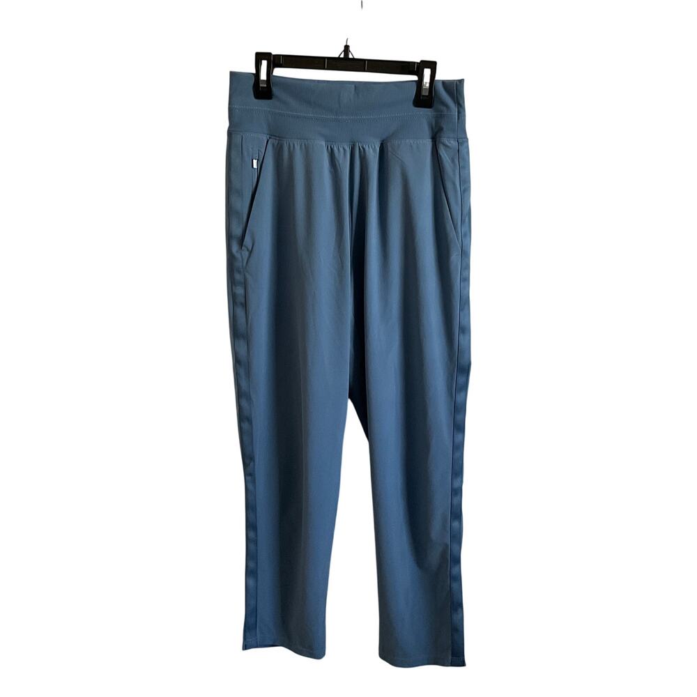Athleta Nolita Blue Slim Tapered Cropped Athleisure Tuxedo Stripe Pants - Size 6